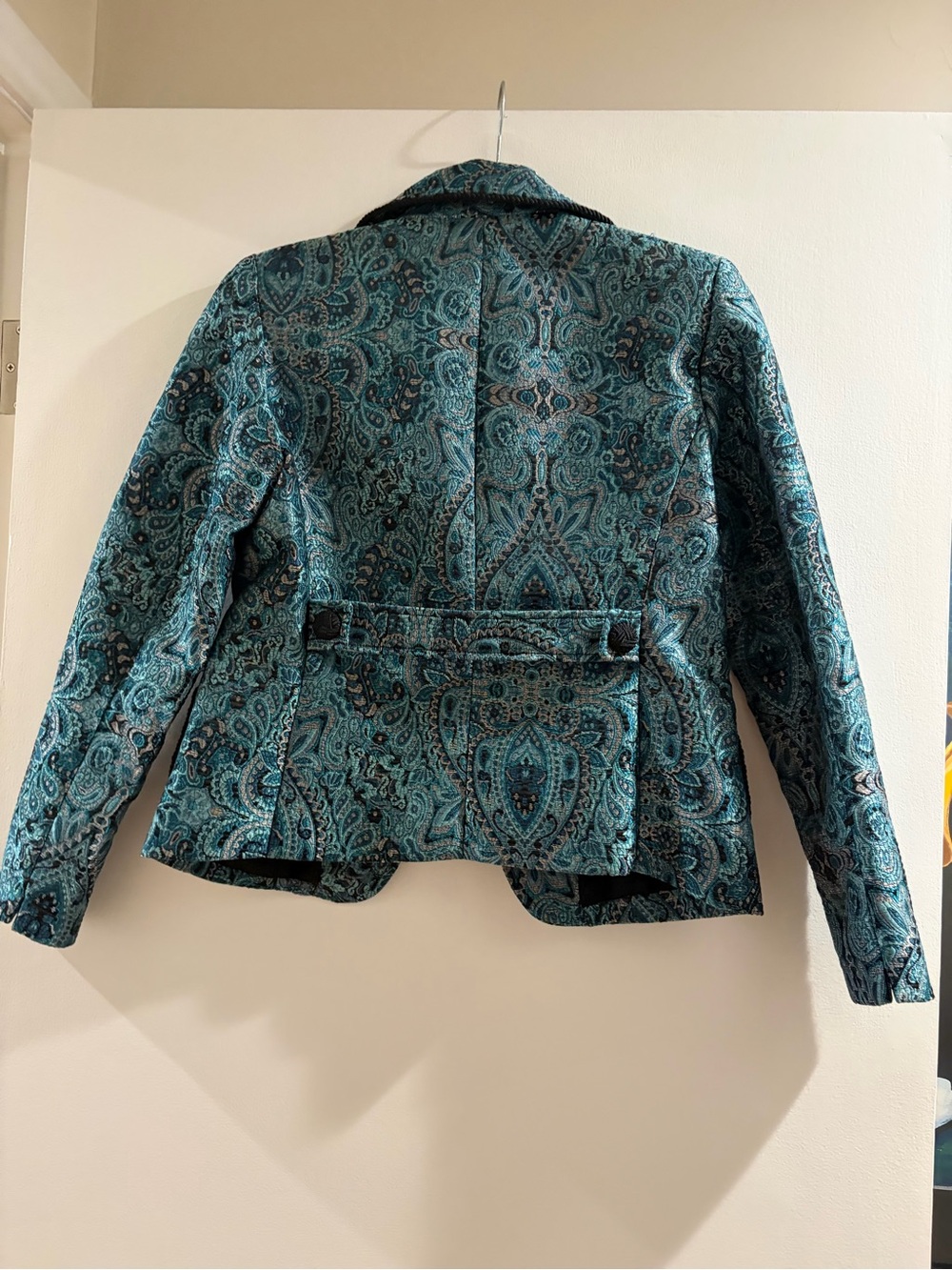 Teal Paisley Quilted Blazer Jacket - Women - Picture 6 of 6
